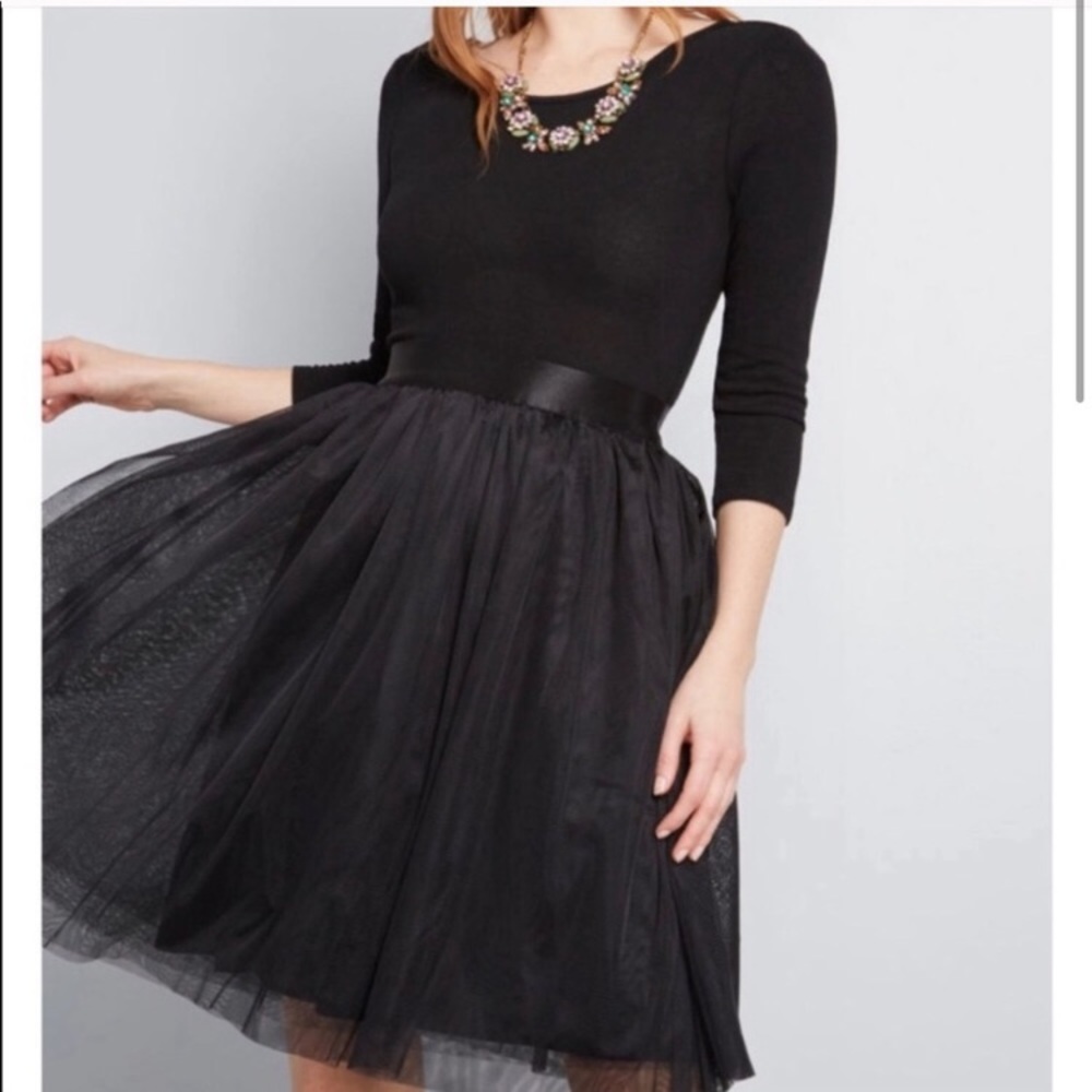 ModCloth Solid A A Line Tulle Skirt Dress